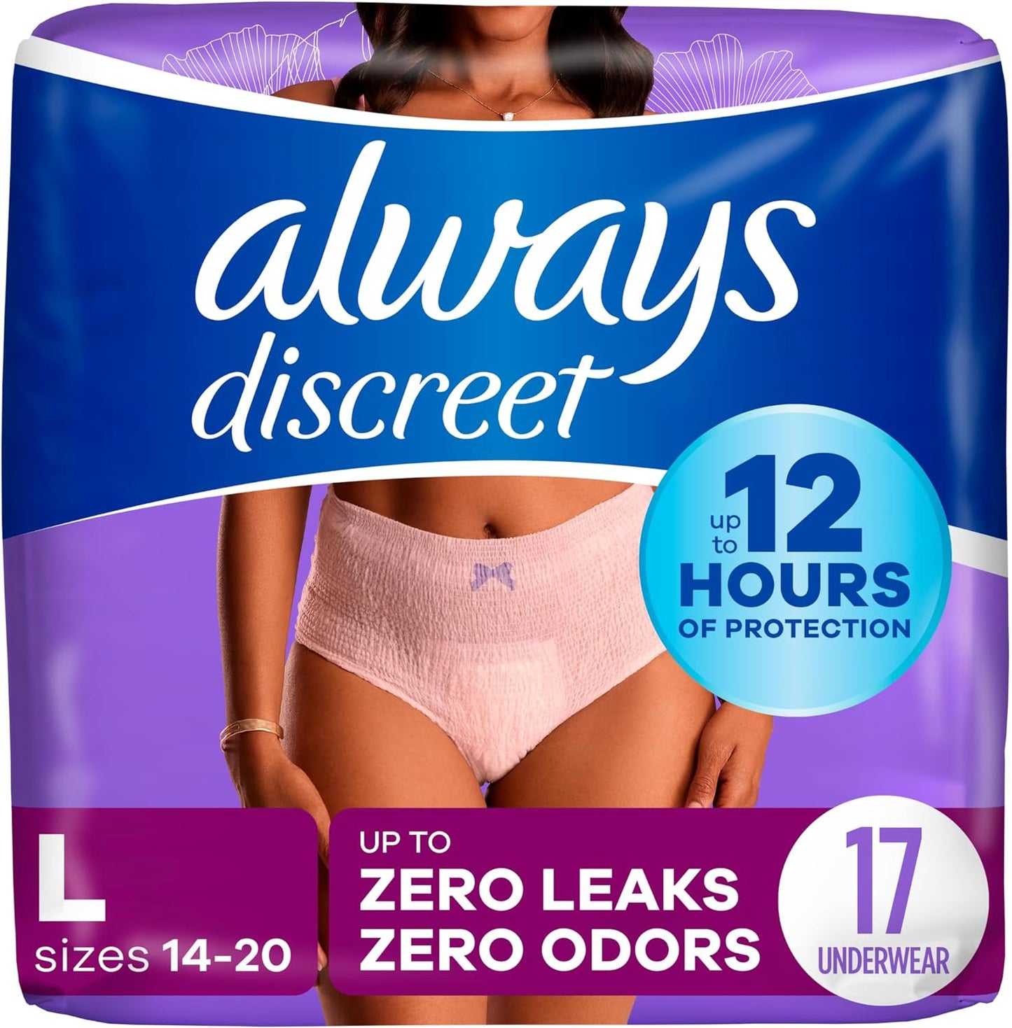 Always Discreet Incontinence Postpartum Underwear for Women